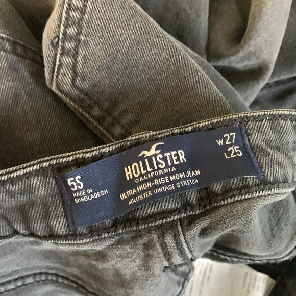 Hollister black gray raw Hem women’s ultra high rise mom‎ jeans  size 27 - Picture 3 of 13